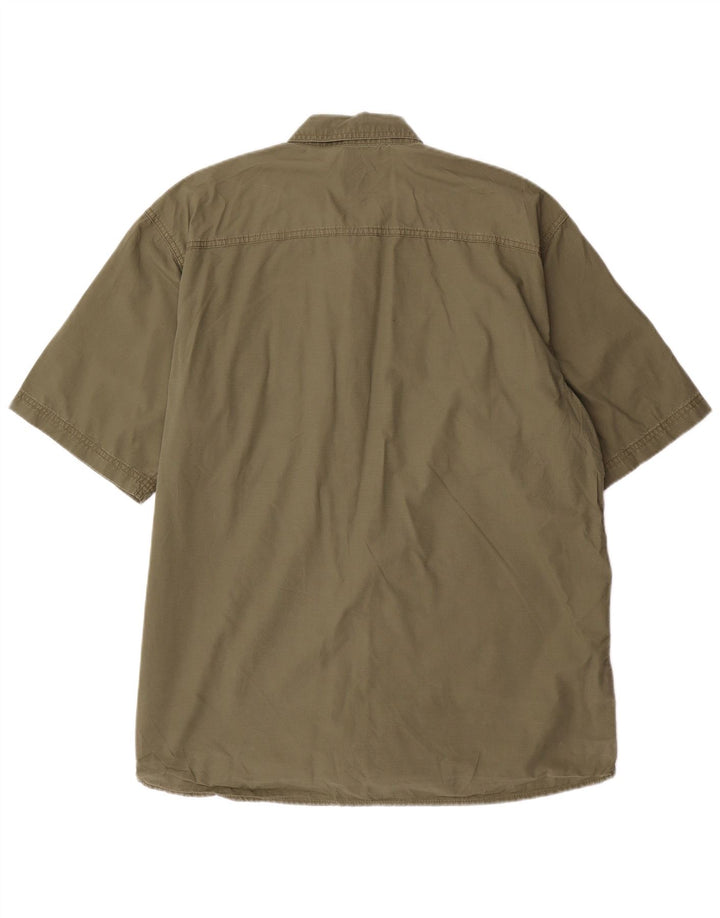 EDDIE BAUER Camisa masculina de manga curta grande algodão cáqui