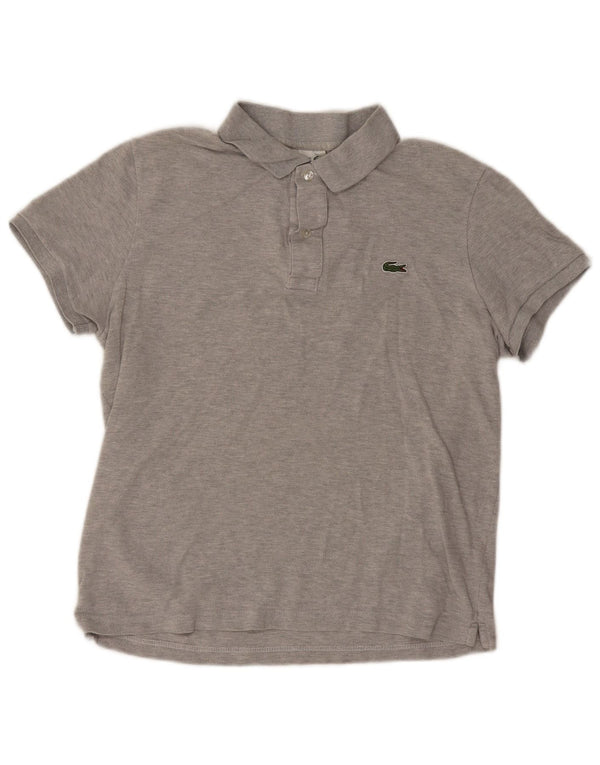 Camisa polo masculina Lacoste Slim Fit tamanho 4 algodão cinza médio