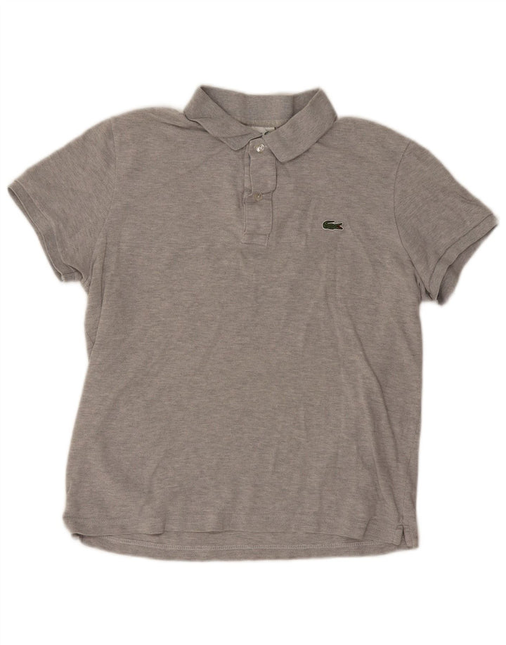 Camisa polo masculina Lacoste Slim Fit tamanho 4 algodão cinza médio