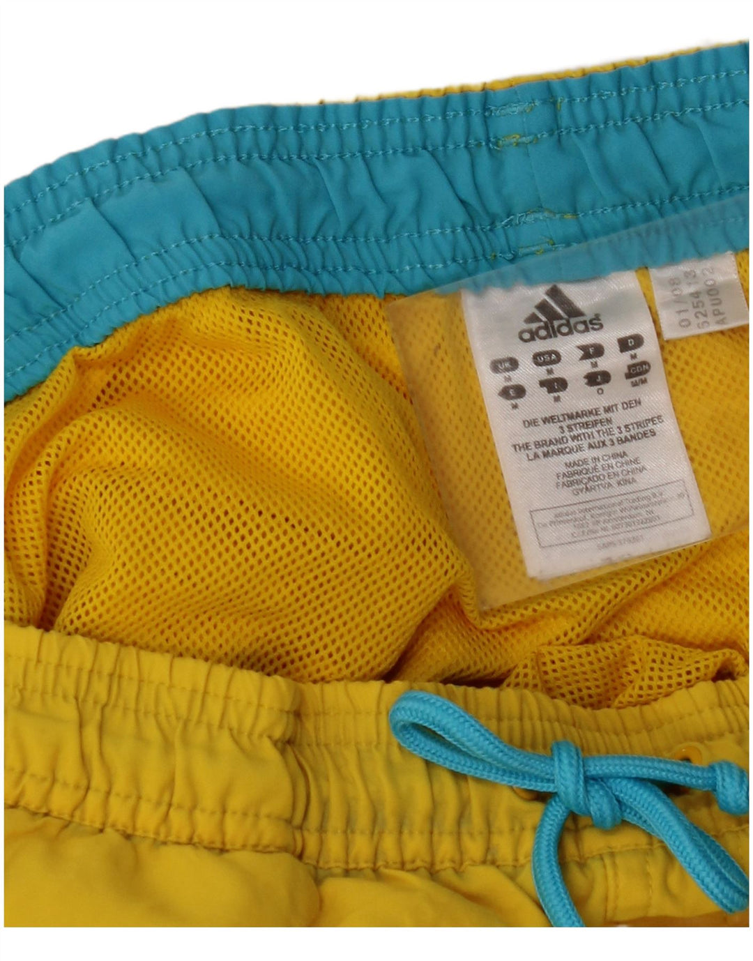 Shorts de natação masculinos ADIDAS em poliéster amarelo médio