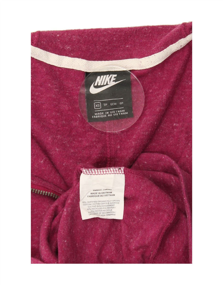 NIKE Womens Graphic Zip Hoodie Sweater UK 6 XS Pink Cotton Vintage Nike and Second-Hand Nike from Messina Hembry 