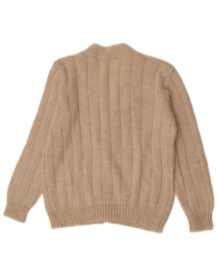 Suéter Cardigan Masculino Vintage Médio Bege