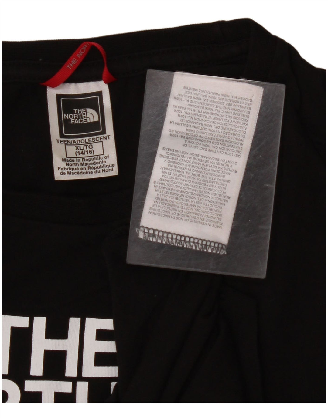 THE NORTH FACE Girls Graphic Top Manga Comprida 14-15 Anos XL Preto Algodão