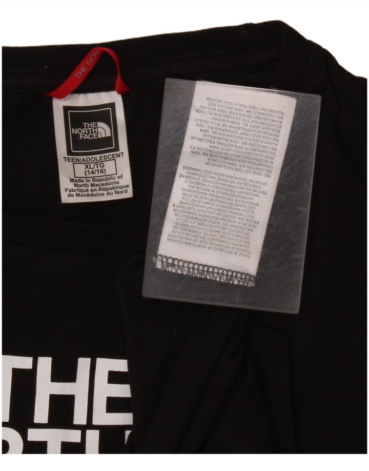 THE NORTH FACE Girls Graphic Top Manga Comprida 14-15 Anos XL Preto Algodão
