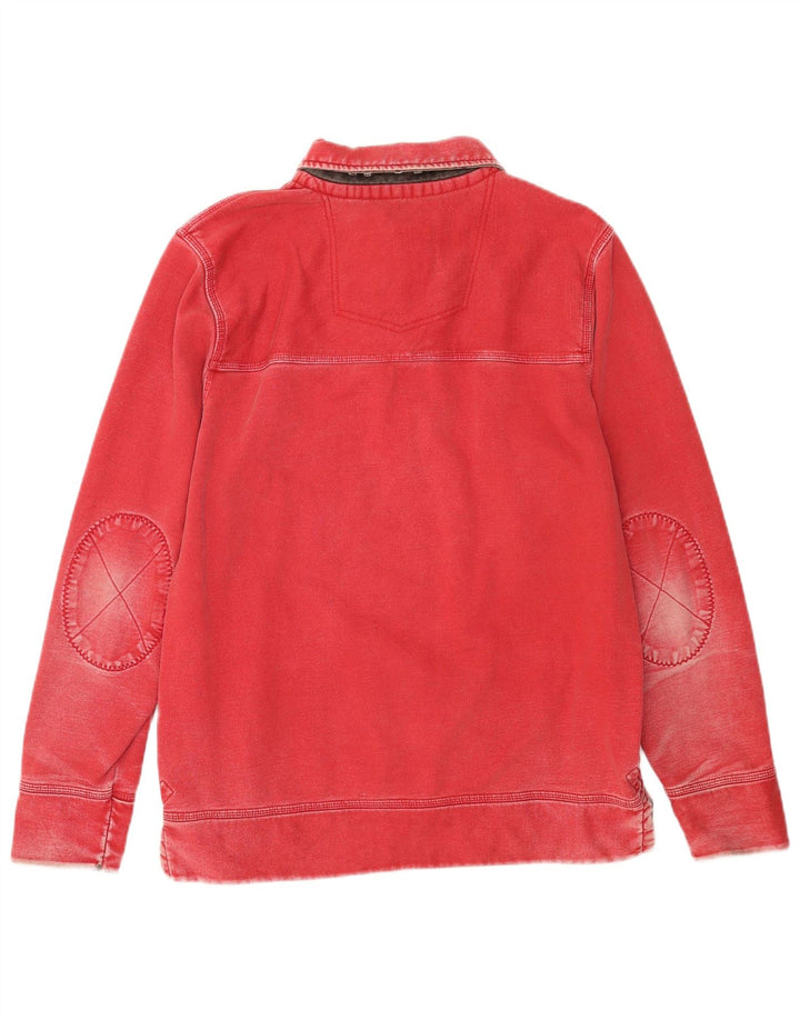 Fat Face Mens Polo Neck Moletom Jumper Médio Algodão Vermelho