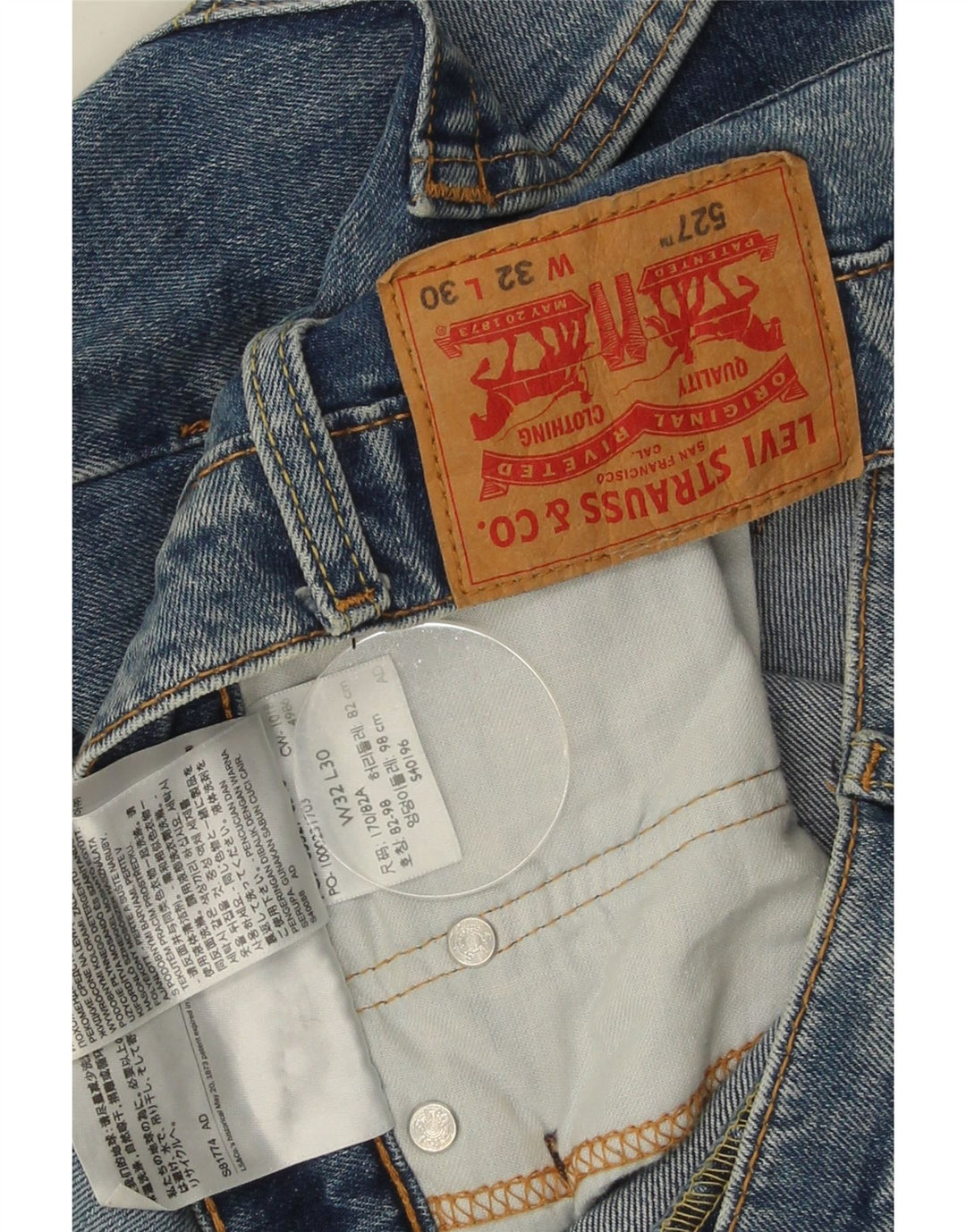 Calça jeans masculina Levi's 527 Slim Bootcut W32 L30 azul algodão