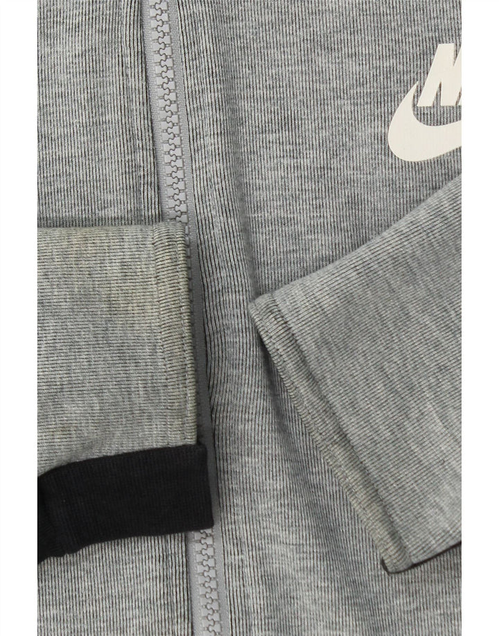 Suéter masculino NIKE com capuz e zíper cinza médio algodão colorblock