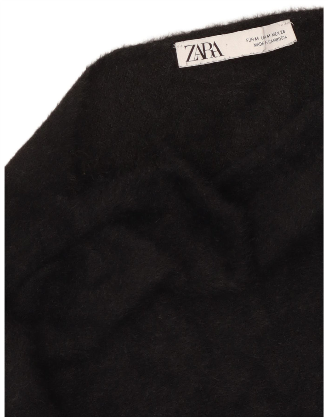Zara Womens Crop Top Manga Longa Reino Unido 14 Médio Preto