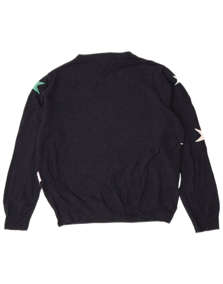 Suéter feminino Marks & Spencer com gola redonda Reino Unido 12 médio azul marinho