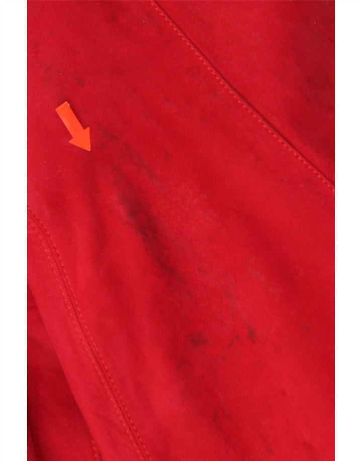 Sobretudo feminino vintage de camurça grande Reino Unido 14 couro vermelho médio