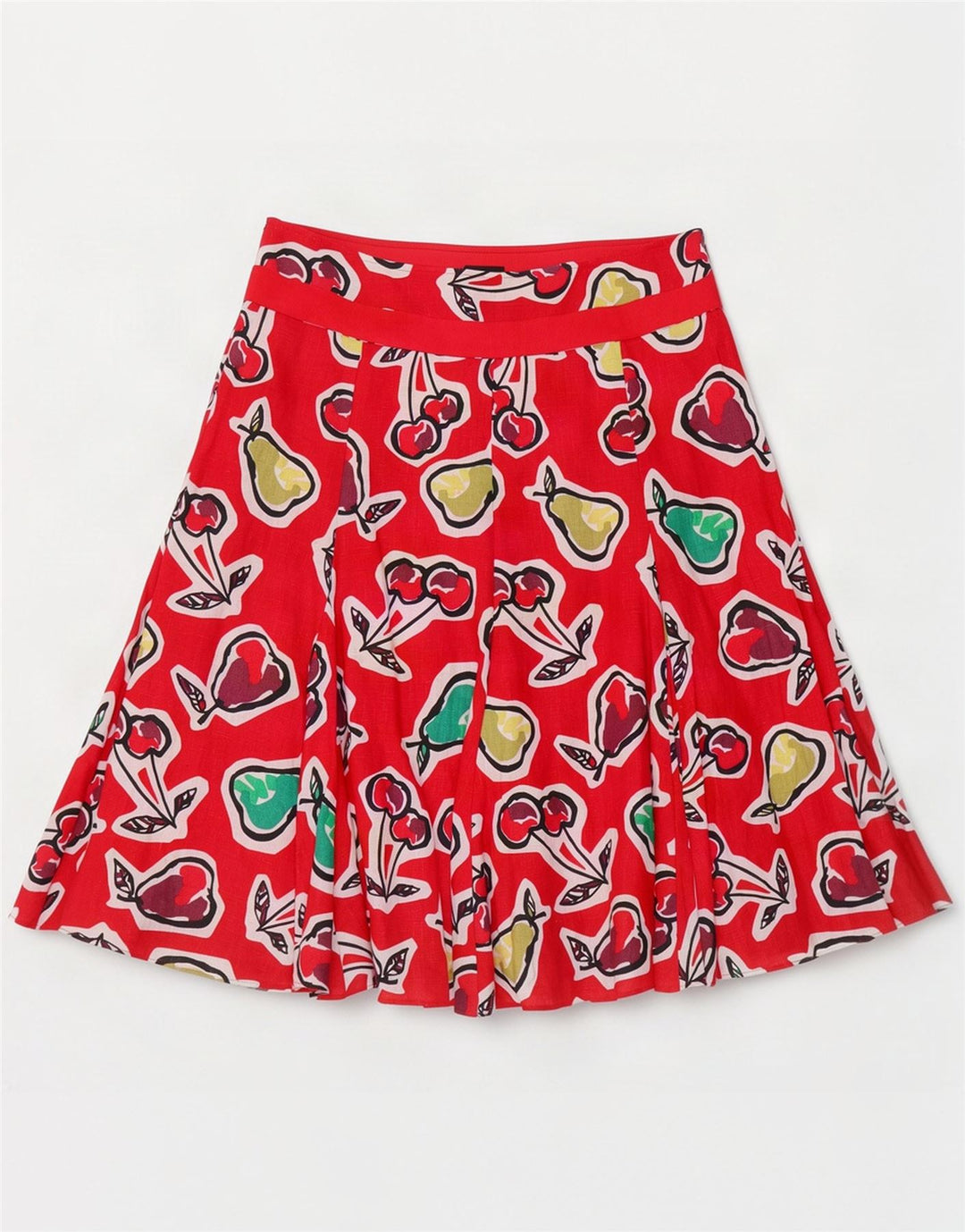 Saia feminina Hobbs com estampa A-Line Reino Unido 12 médio W32 linho vermelho