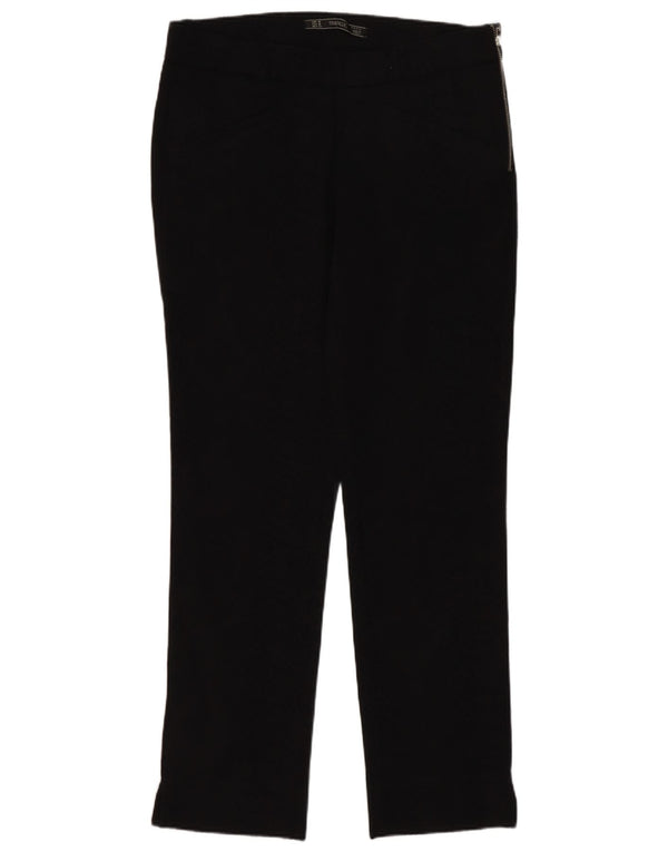 Zara Calça feminina Trafaluc reta casual médio W28 L28 algodão preto