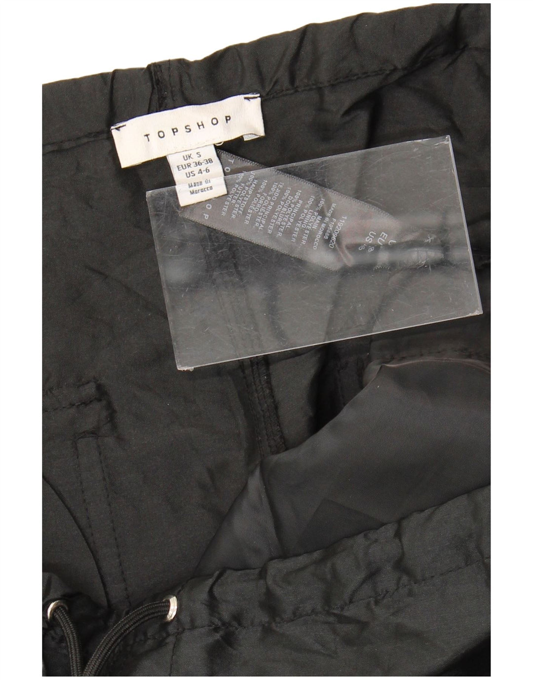 Calça de treino feminina Topshop UK 10 poliéster preto pequeno