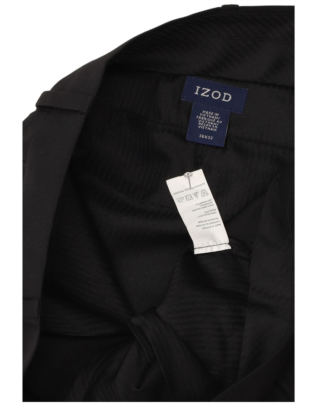 Calça masculina Izod de terno reto W36 L32 poliéster preto