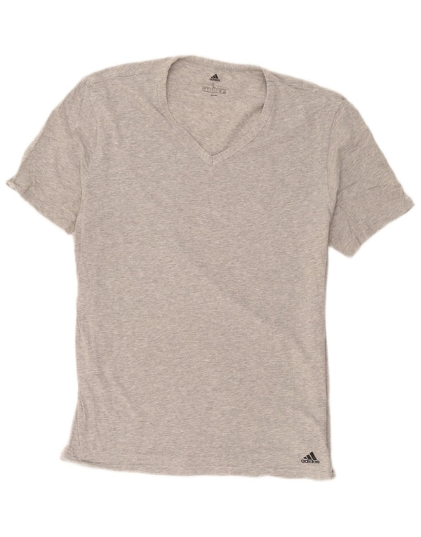 Adidas Mens Camiseta Top Grande Algodão Cinza