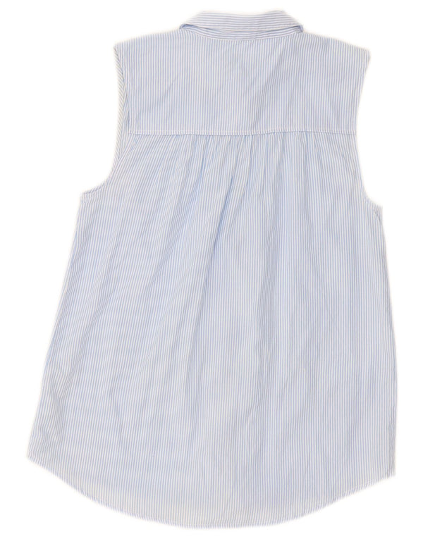 Jack Wills Womens Sleeveless Shirt UK 10 Small Blue Pinstripe Cotton