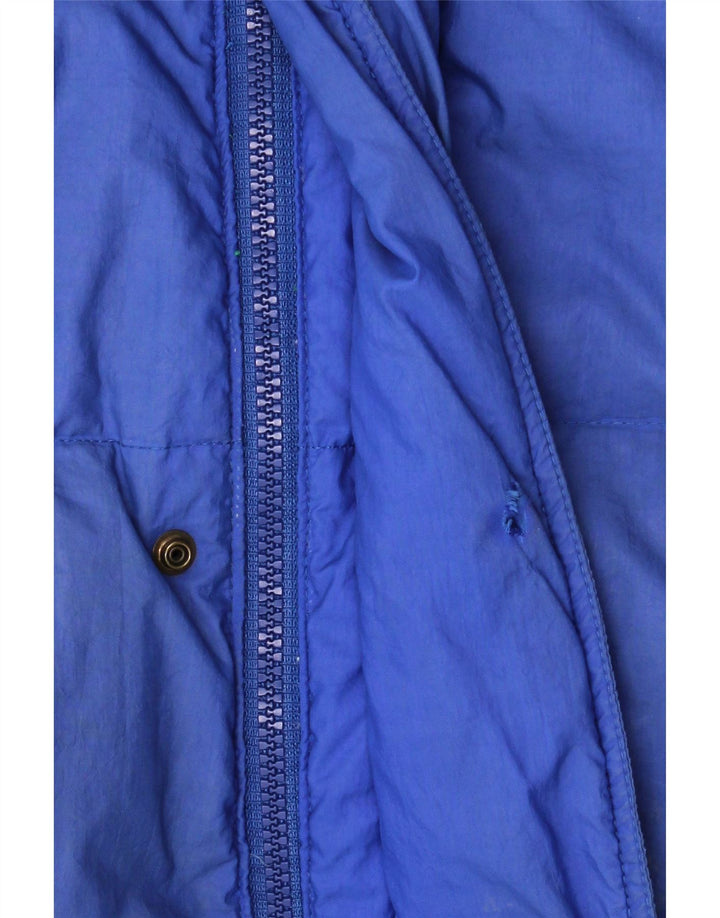 Jaqueta acolchoada superdimensionada masculina vintage UK 36 Small Blue Colourblock Nylon