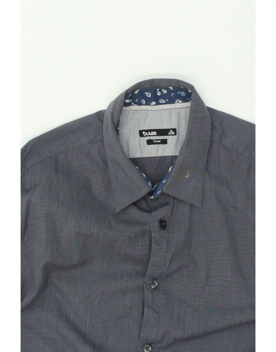 JULES Mens Fitted Shirt Size 41/42 Medium Grey Cotton | Vintage Jules | Thrift | Second-Hand Jules | Used Clothing | Messina Hembry 