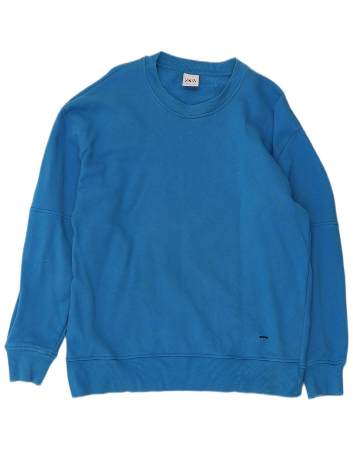 Zara Moletom Masculino Jumper Grande Azul