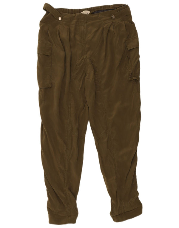 Calça cargo feminina Ted Baker de cintura alta tamanho 3 médio W34 L28 cáqui