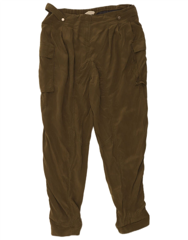Calça cargo feminina Ted Baker de cintura alta tamanho 3 médio W34 L28 cáqui