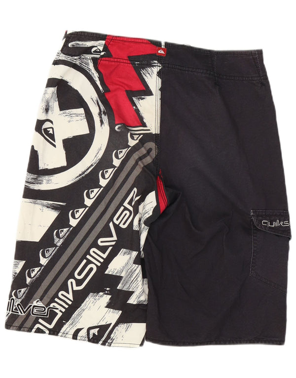 Quiksilver Mens Graphic Natação Shorts Médio Preto Geométrico