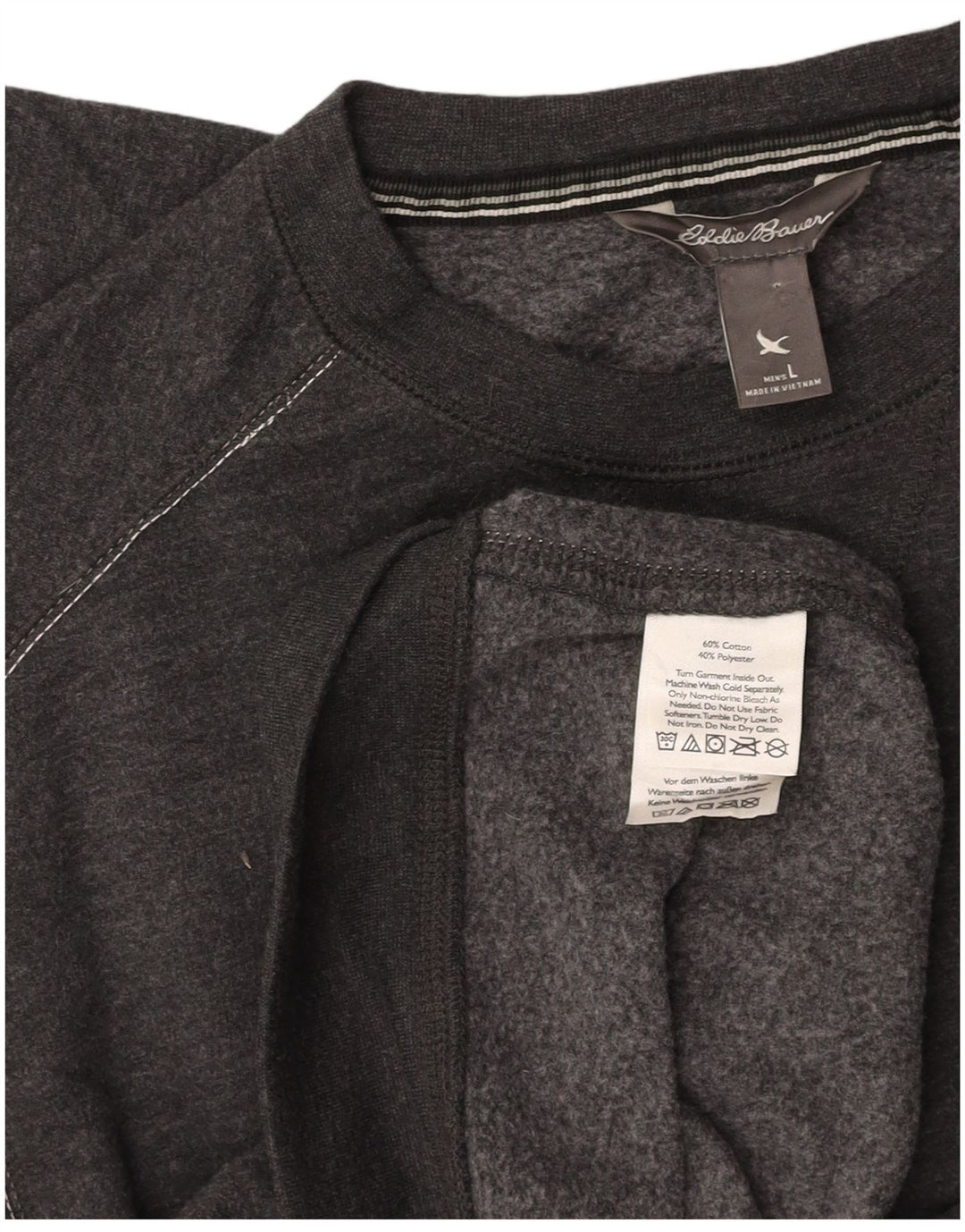 EDDIE BAUER Suéter masculino de algodão cinza grande