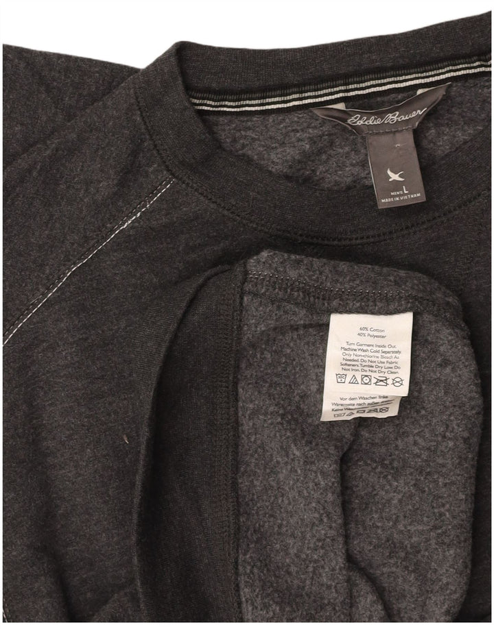 EDDIE BAUER Suéter masculino de algodão cinza grande