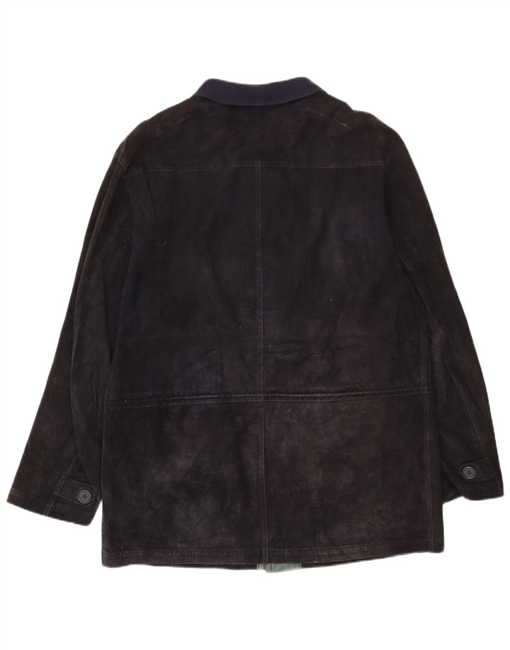 Jaqueta masculina vintage de camurça IT 50 grande couro azul marinho