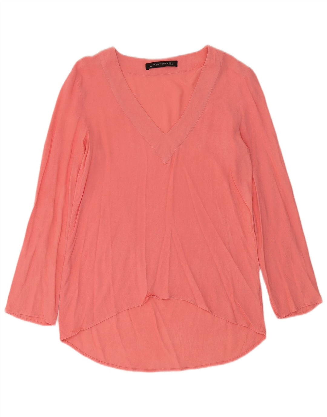 Túnica feminina de manga comprida Zara UK 10 pequena viscose rosa