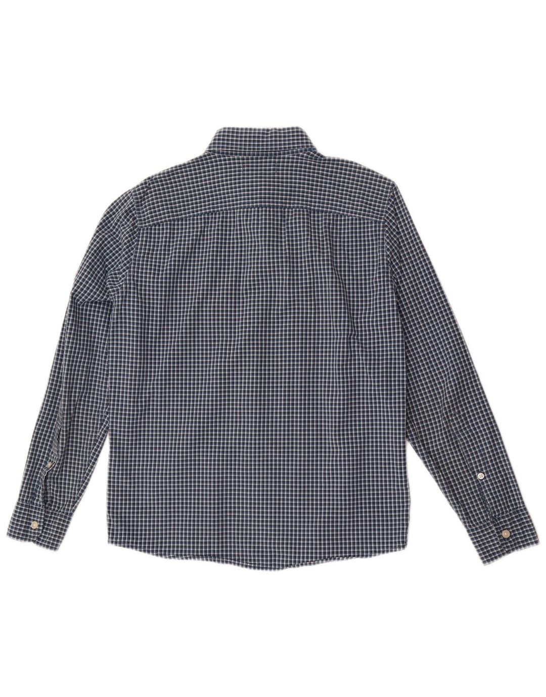 Camisa masculina Hollister pequena algodão guingão azul marinho