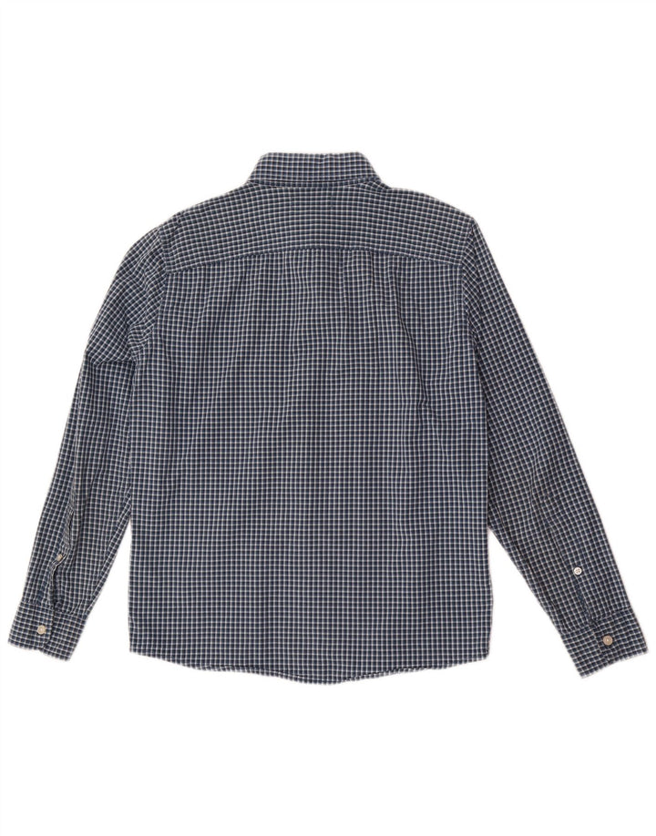 Camisa masculina Hollister pequena algodão guingão azul marinho