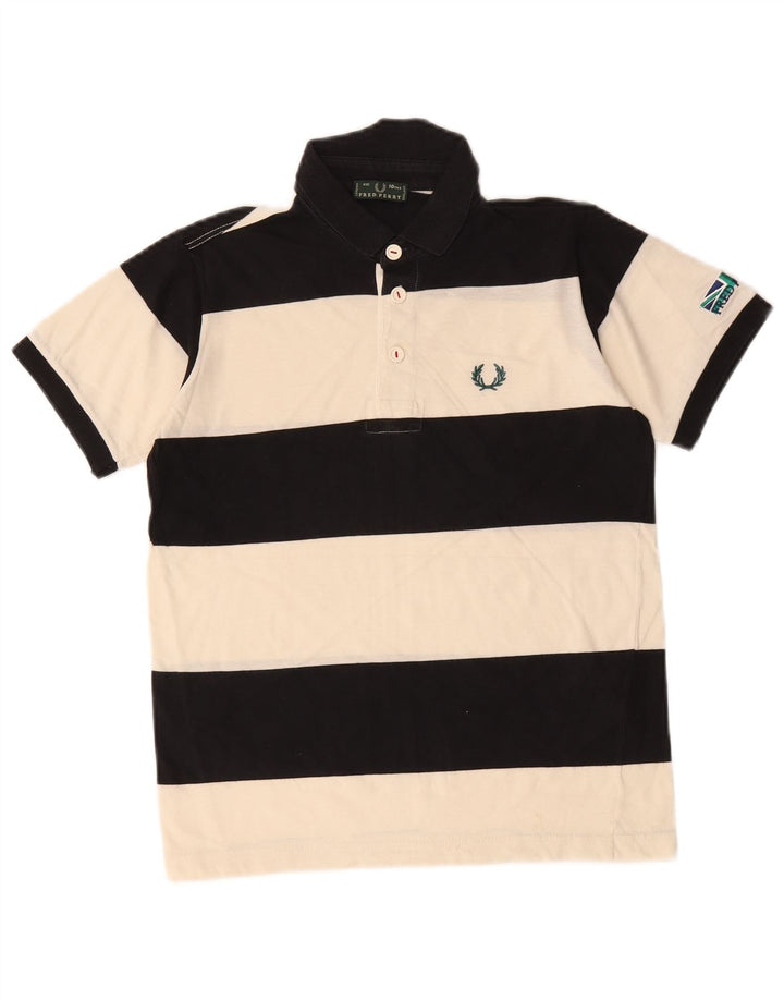 Camisa pólo de rugby masculina Fred Perry 9-10 anos listrada preta