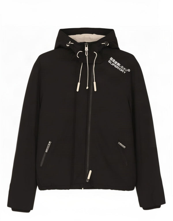 Jaqueta corta-vento masculina Superdry com capuz e blusão UK 40 grande nylon preto
