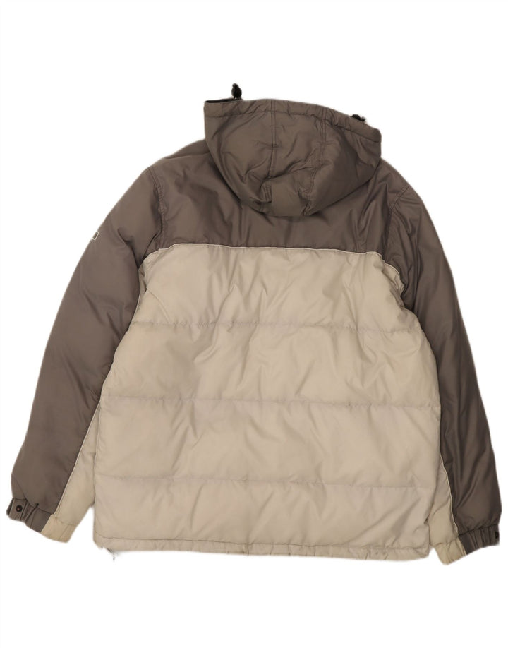 Jaqueta masculina acolchoada com capuz Champion UK 40 grande bloco cinza