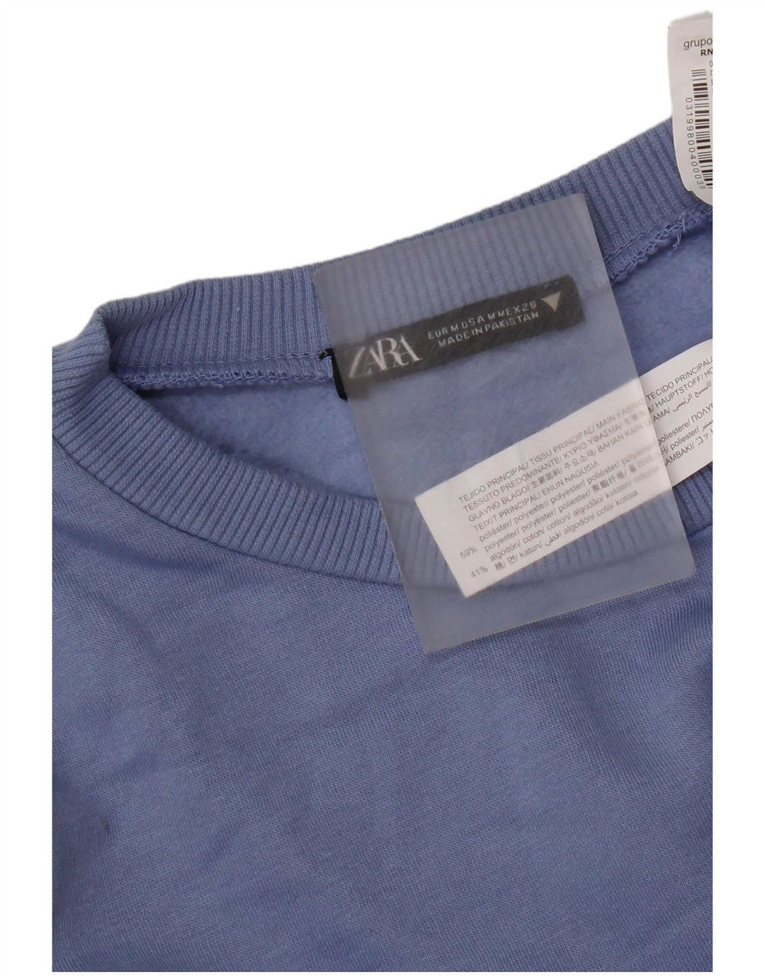 Zara moletom feminino jumper UK 14 poliéster azul médio