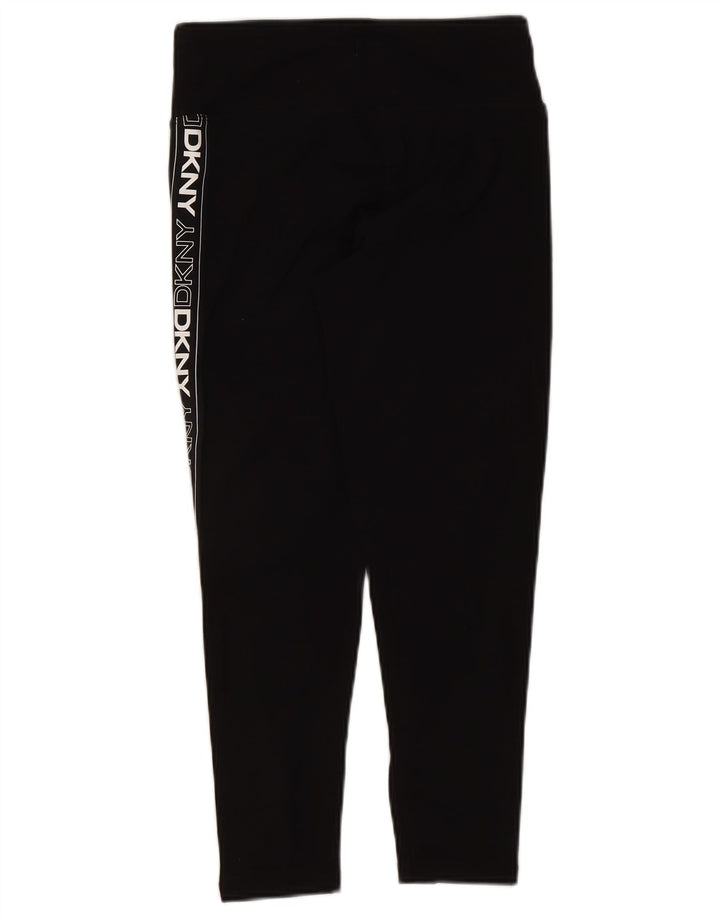 Leggings femininas Dkny com corte gráfico UK 12 algodão preto médio