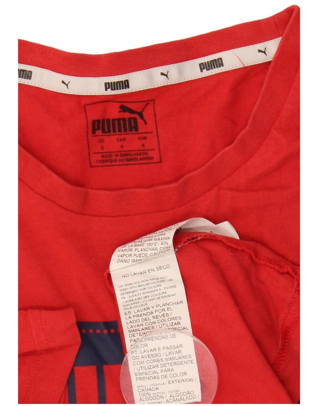 Puma Mens Graphic T-Shirt Top Pequeno Algodão Vermelho