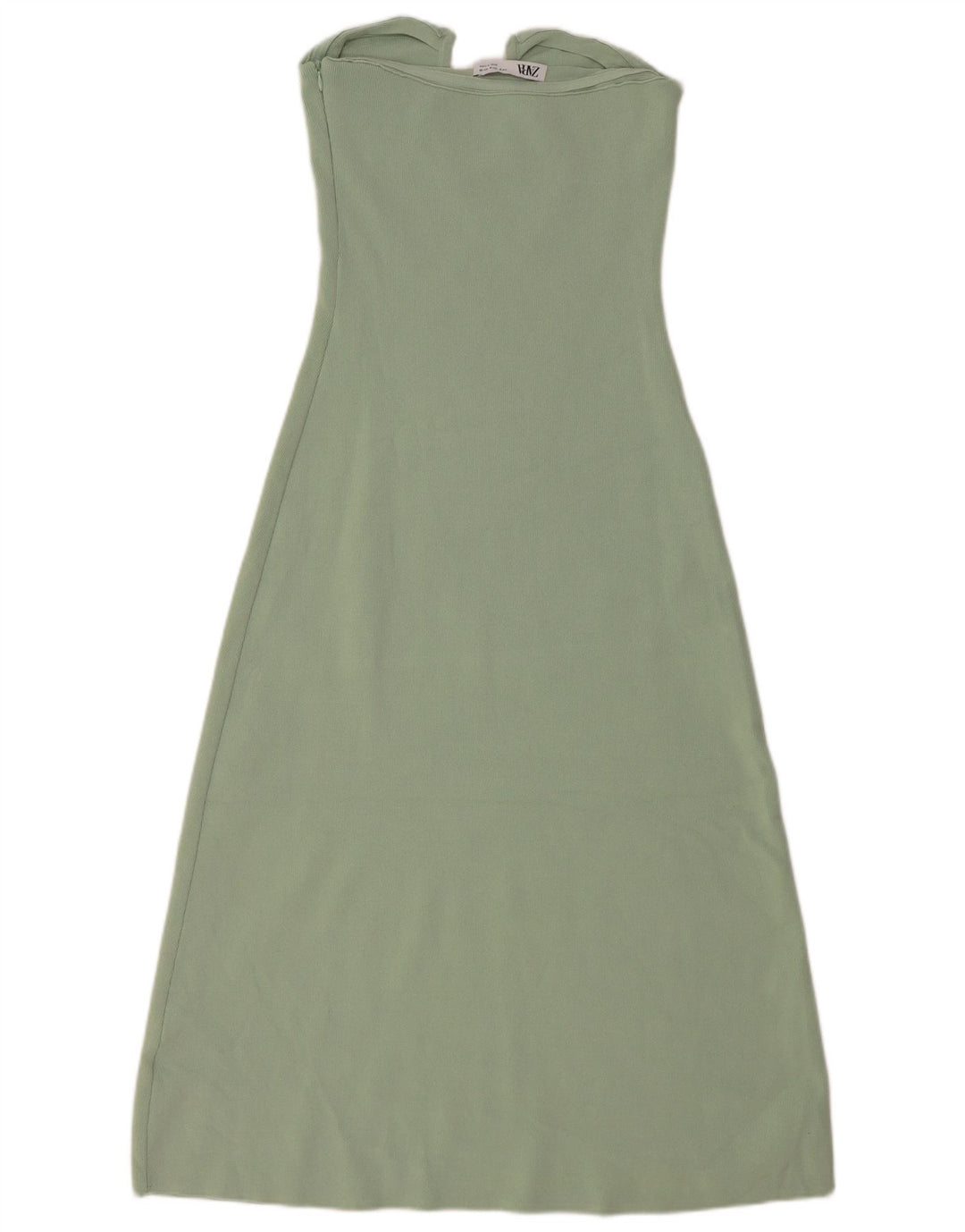 Vestido sem alças feminino Zara Reino Unido 12 viscose verde médio