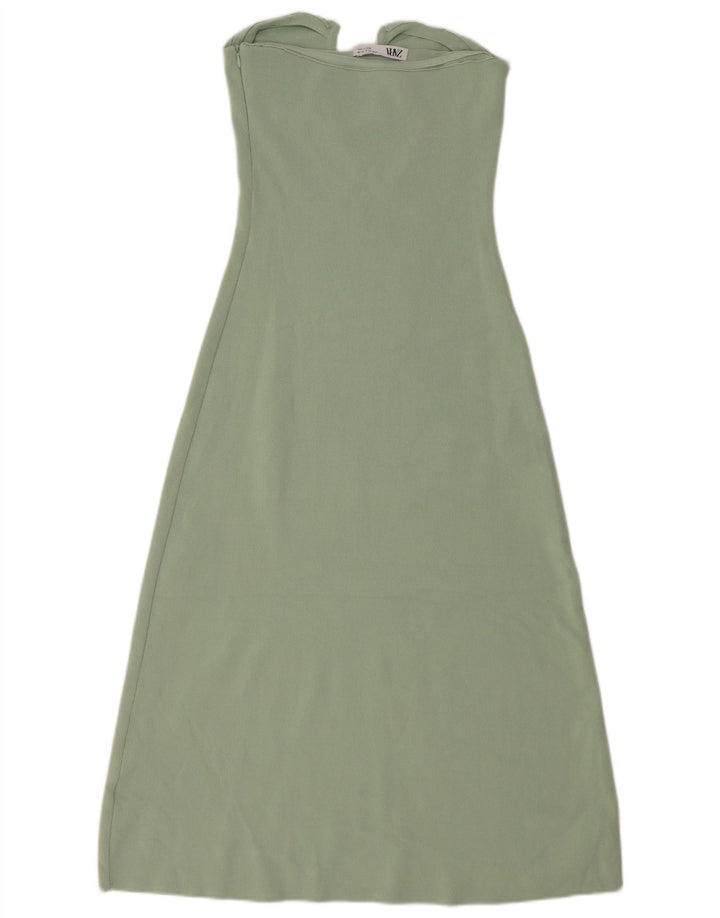 Vestido sem alças feminino Zara Reino Unido 12 viscose verde médio