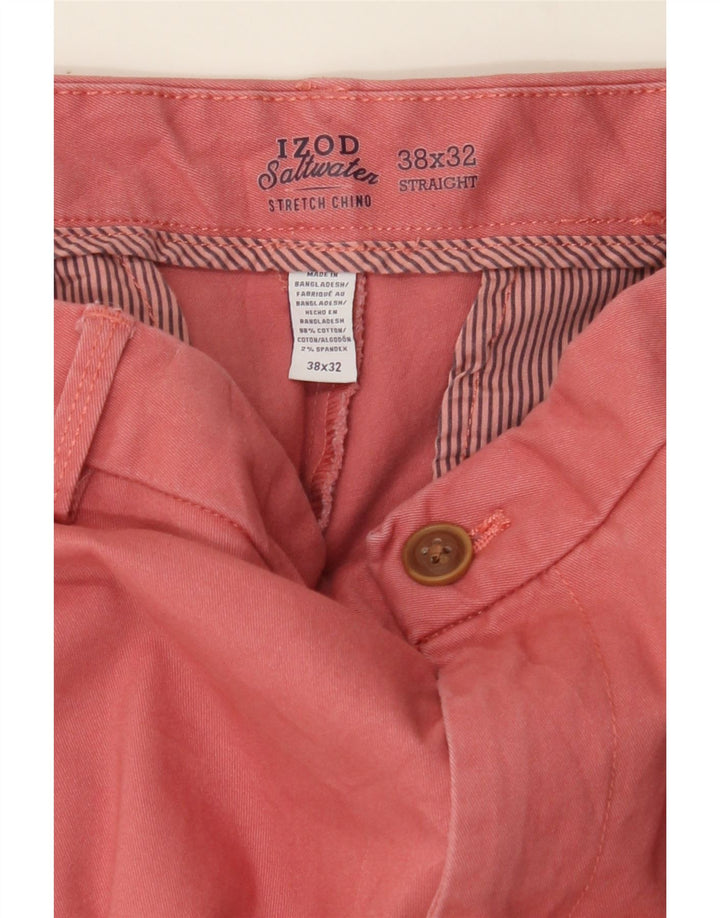 IZOD Mens Salt Water Straight Chino Trousers W38 L32 Pink Cotton Vintage Izod and Second-Hand Izod from Messina Hembry 