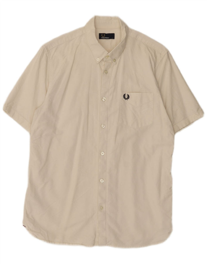 Camisa masculina de manga curta Fred Perry grande algodão branco