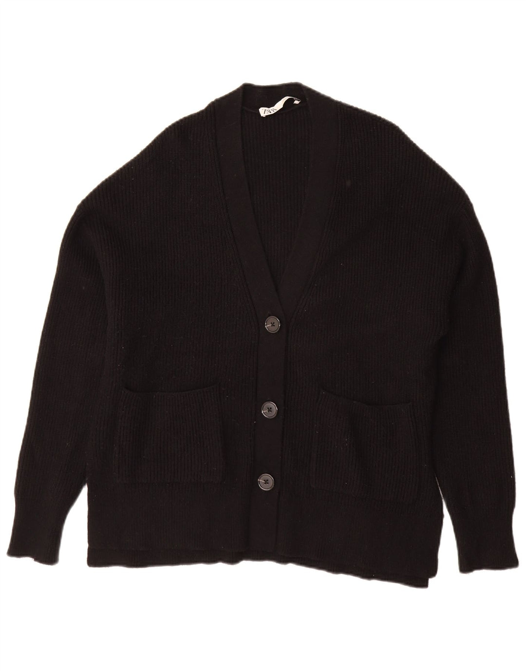 Zara Suéter Cardigan Oversized Feminino Reino Unido 10 Pequeno Preto