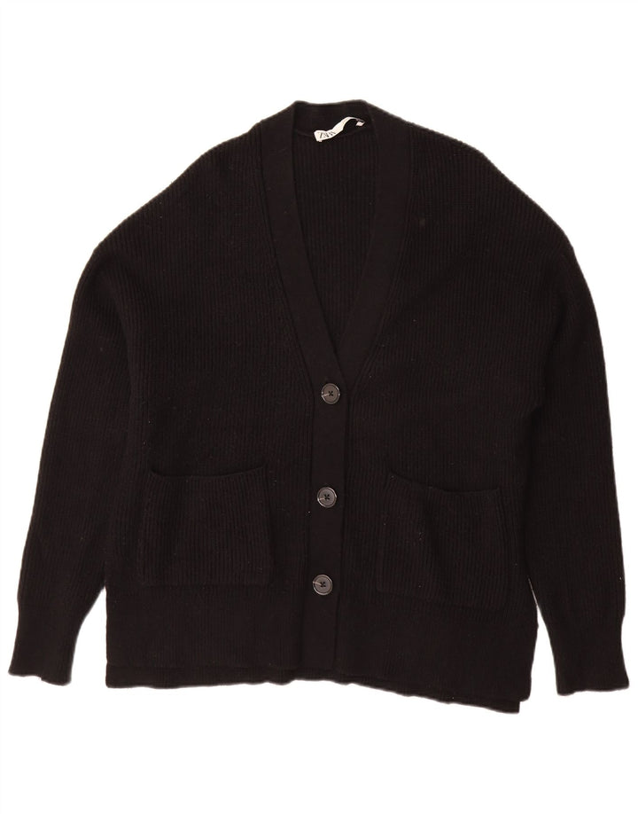 Zara Suéter Cardigan Oversized Feminino Reino Unido 10 Pequeno Preto