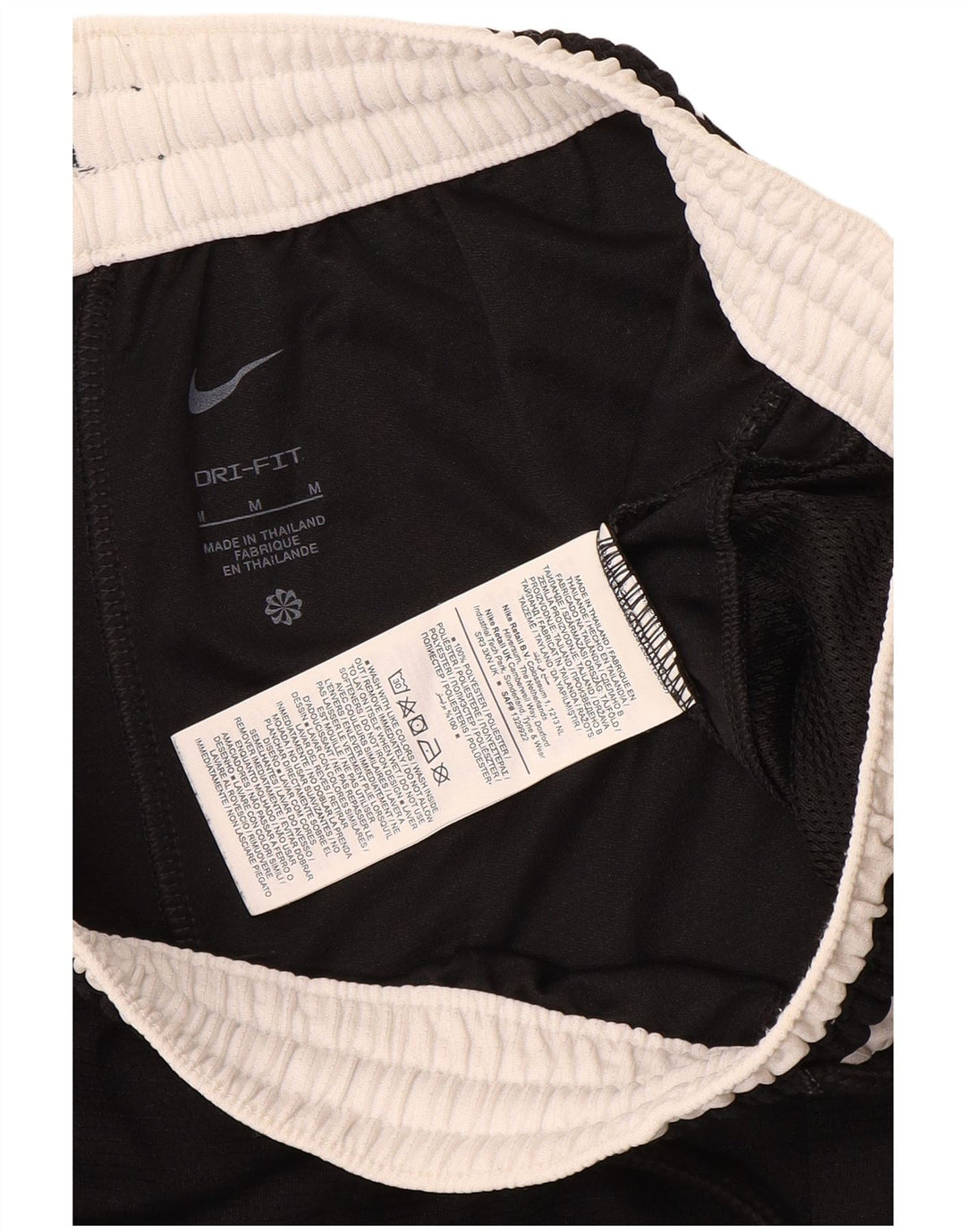 Shorts esportivos masculinos Nike Dri Fit médio preto colorblock poliéster
