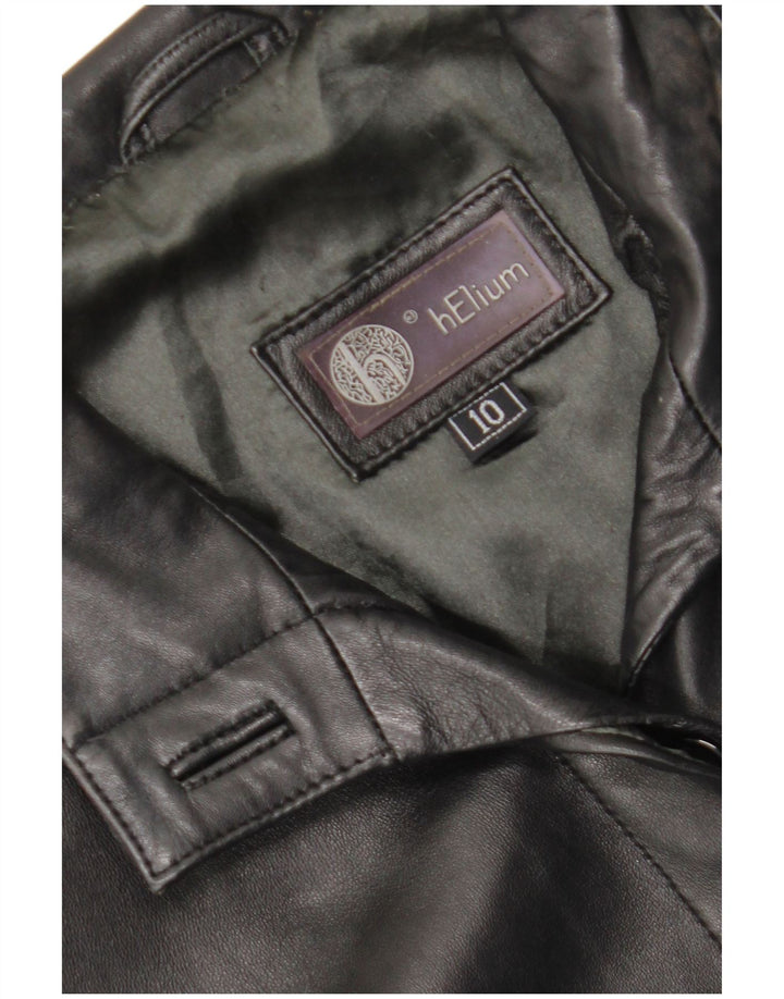 Casaco de couro feminino Helium UK 10 pequeno preto