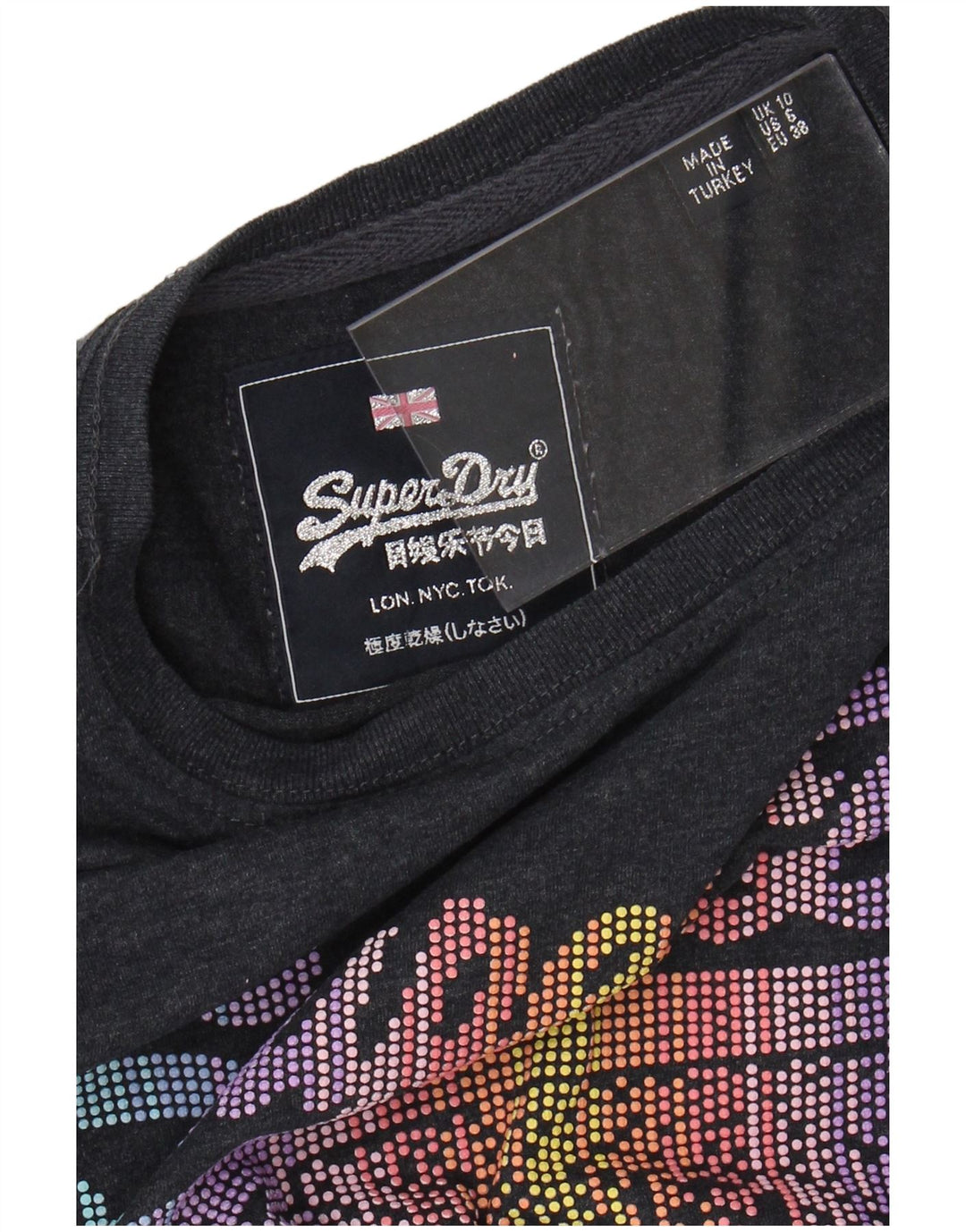Camiseta feminina SUPERDRY com estampa gráfica UK 10 pequena cinza
