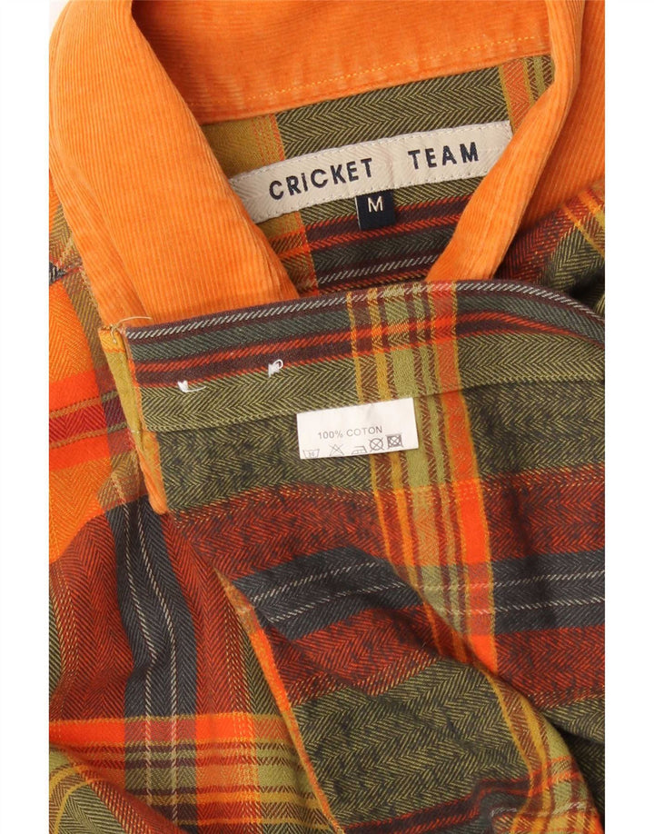 Camisa masculina vintage de flanela de algodão xadrez amarelo médio