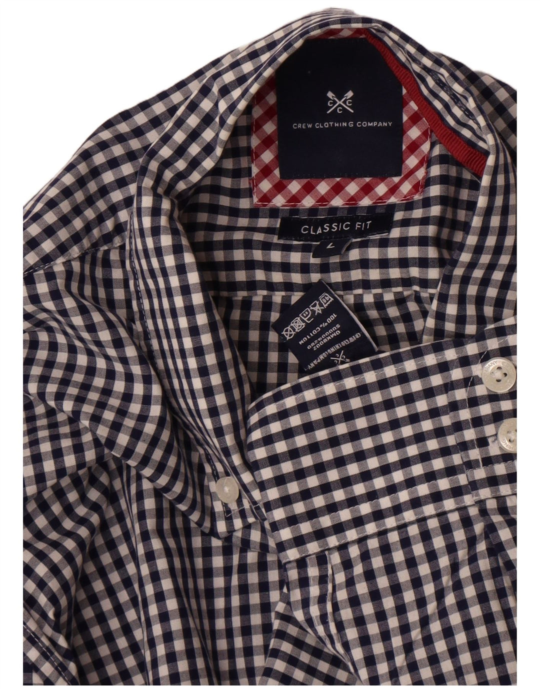 Camisa masculina clássica de ajuste da Crew Clothing grande algodão guingão azul marinho