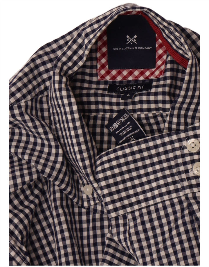 Camisa masculina clássica de ajuste da Crew Clothing grande algodão guingão azul marinho